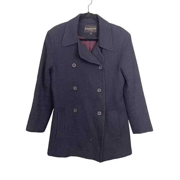 Kenneth Cole Men's Gray Double Breasted Long Sleeve Pea Coat Jacket Medium - Picture 1 of 15